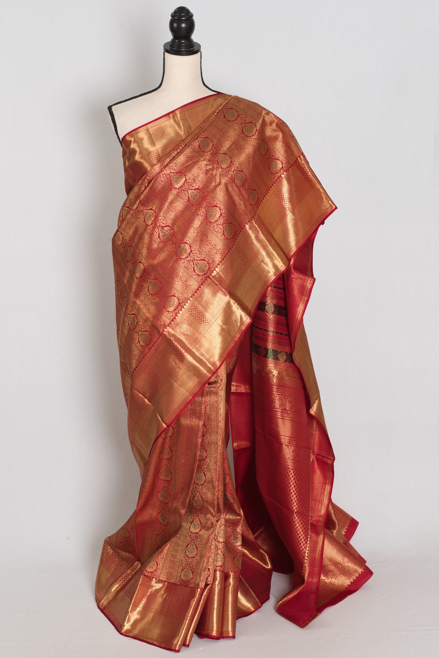 Brinda : Dark Red & Gold Bridal Kanjivaram Brocade Saree | Silk Mark Certified image 0