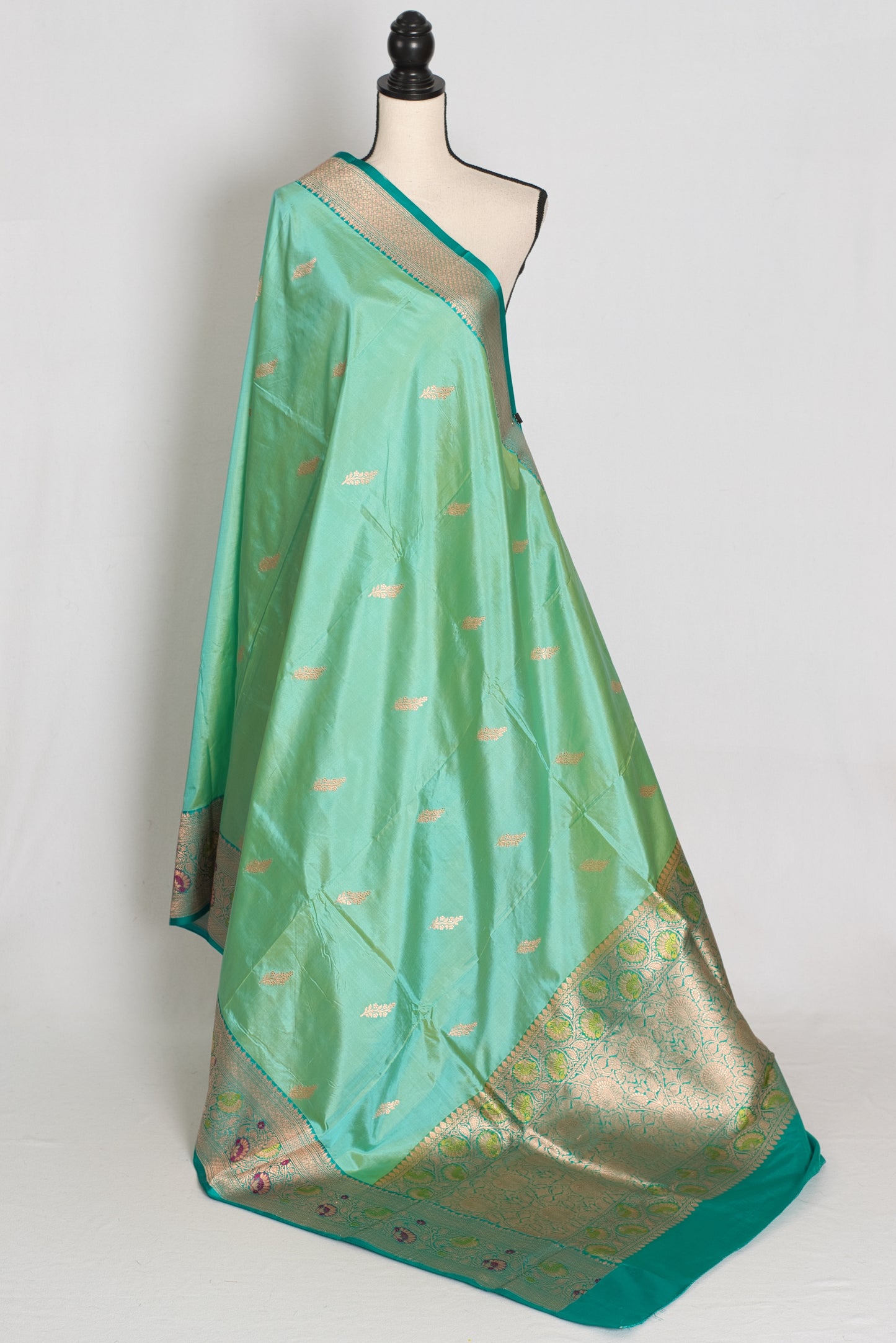 Mehuli : Sea Green Meenakari Handwoven Banarasi Silk Saree | Silk Mark Certified image 1