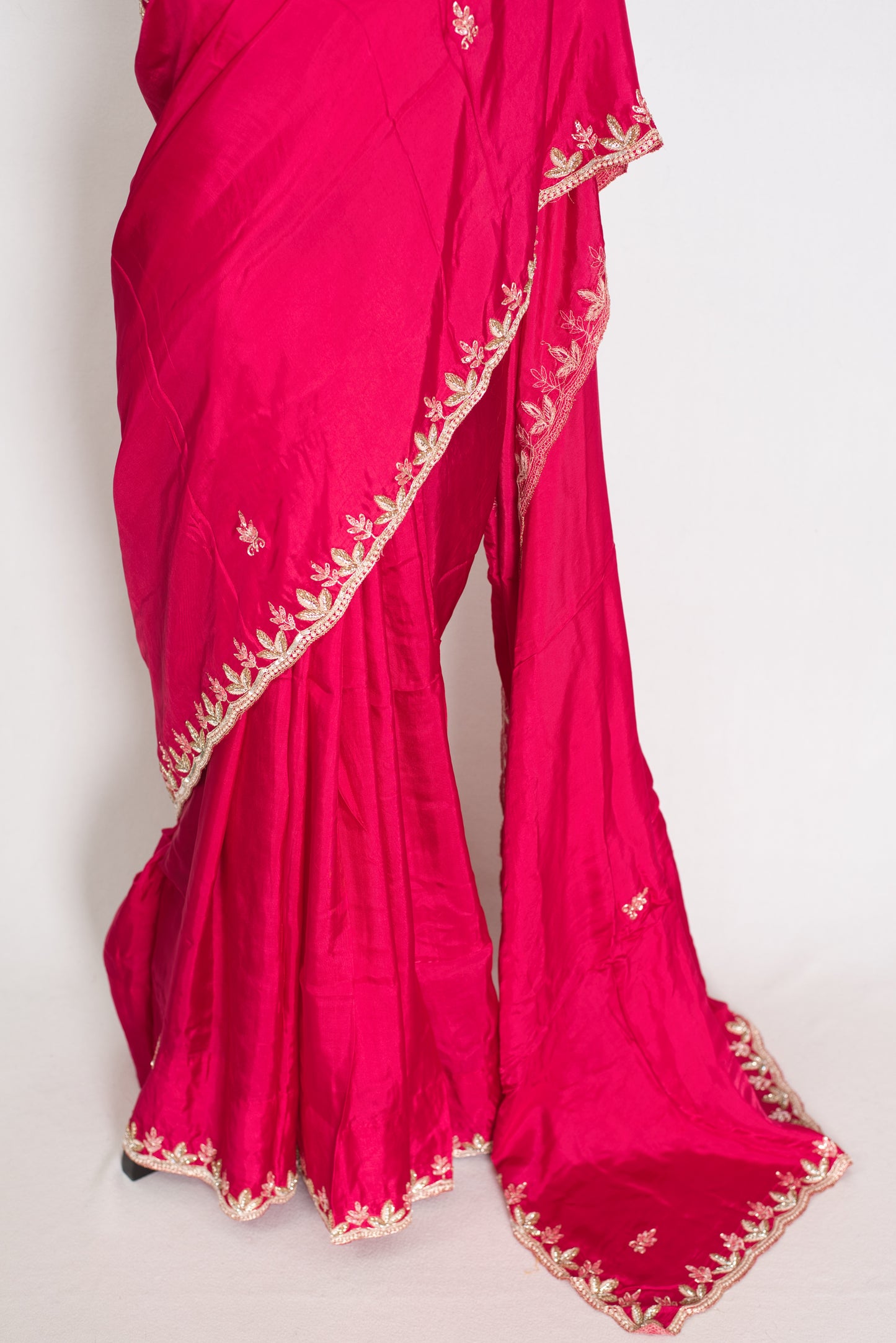 Sunaina: Dark Pink Designer Saree with Zardosi & Stone Work | Partywear image 5