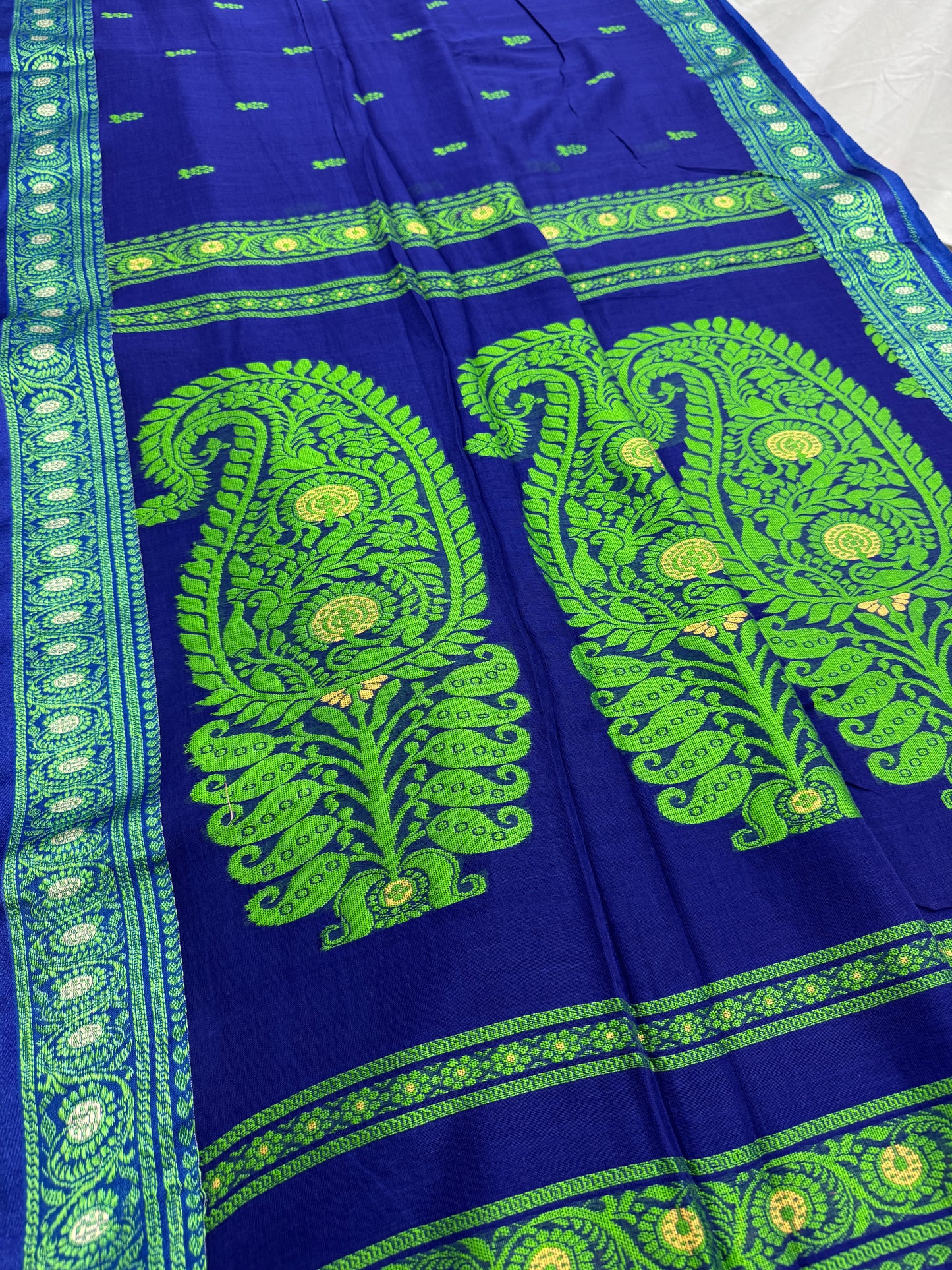 Gayetri : Blue and Green Cotton Baluchari Saree image 2