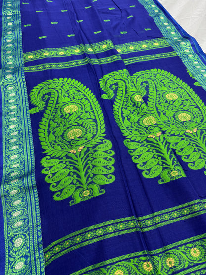 Gayetri : Blue and Green Cotton Baluchari Saree image 2
