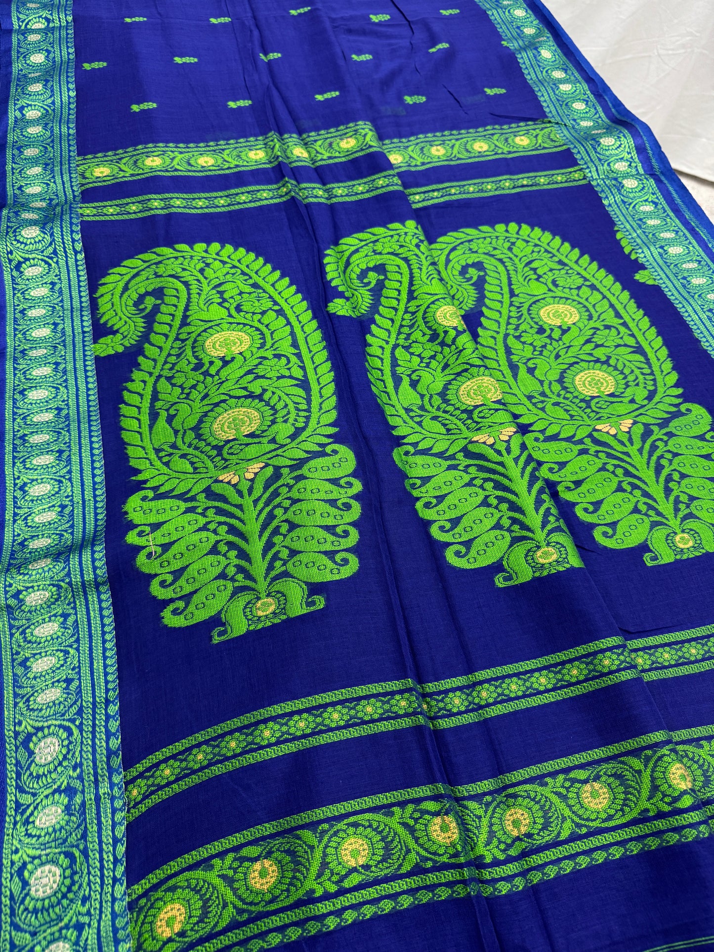 Gayetri : Blue and Green Cotton Baluchari Saree image 6