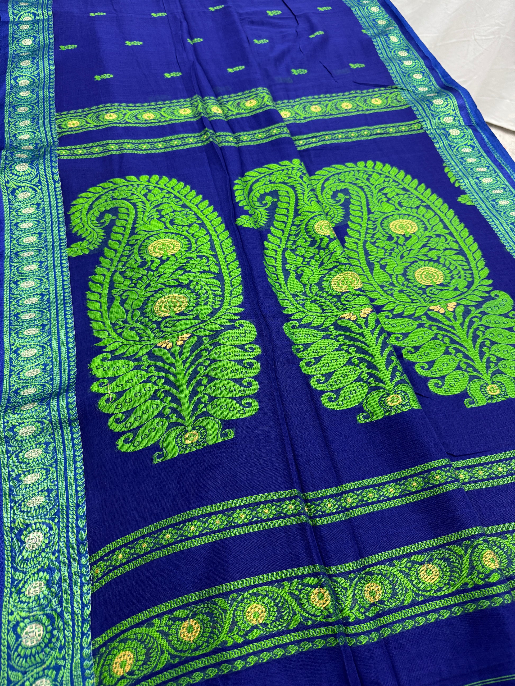 Gayetri : Blue and Green Cotton Baluchari Saree image 6