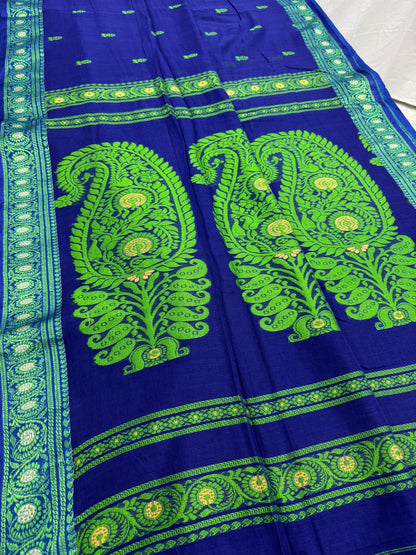 Gayetri : Blue and Green Cotton Baluchari Saree image 6