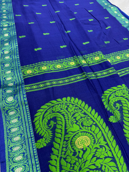 Gayetri : Blue and Green Cotton Baluchari Saree image 0