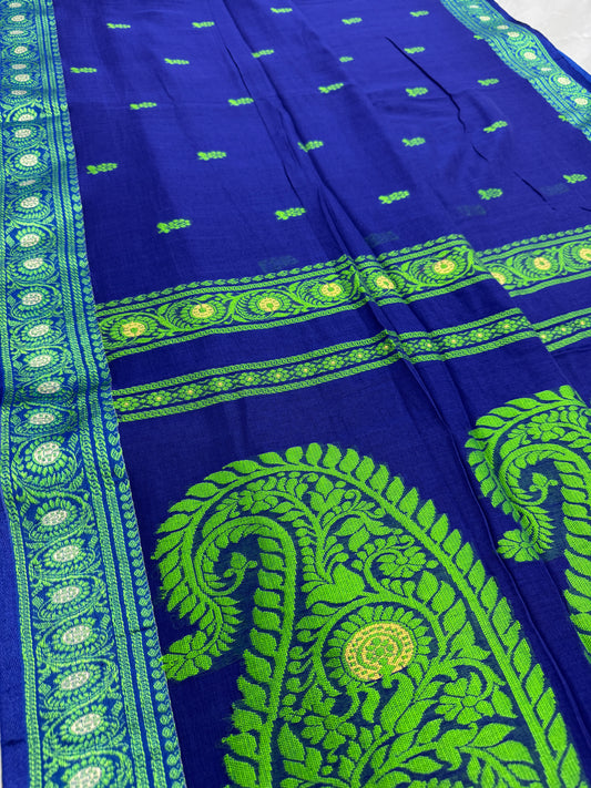 Gayetri : Blue and Green Cotton Baluchari Saree image 0