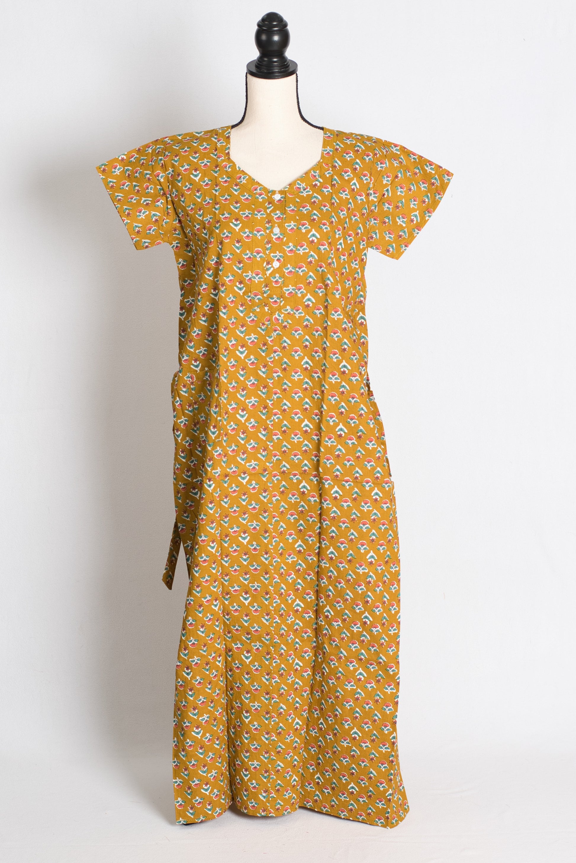 Printed Mustard Yellow Pure Cotton Nightwear in Regular Size image 1