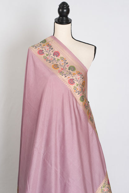 Archana : Blended Silk Traditional Valkalam Banarasi Saree in Mauve and Gold image 3