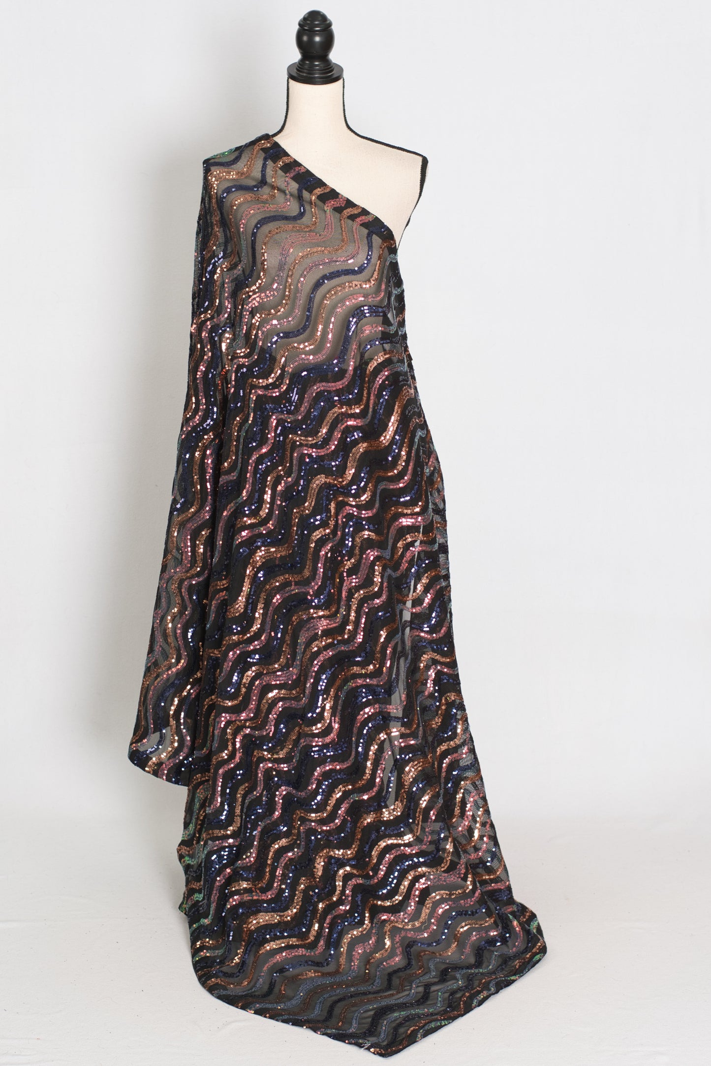 Emi | Black Sequin Cocktail Saree | Partywear with Pre-Stitched Size 38 Blouse image 2