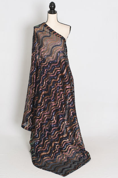 Emi | Black Sequin Cocktail Saree | Partywear with Pre-Stitched Size 38 Blouse image 2