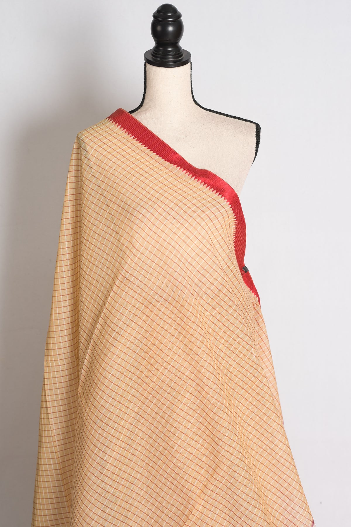Manasi: Brown and Red Dhaniakhali Soft Cotton Saree with Satin Border image 4