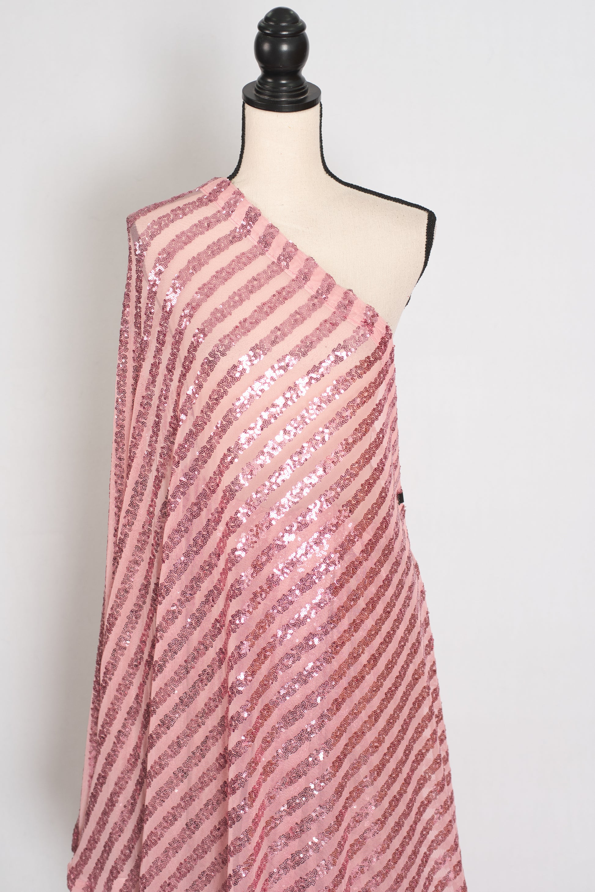 Afrin | Pink Soft Net Sequin Saree | Linear Shimmer Stripe Patterns image 5