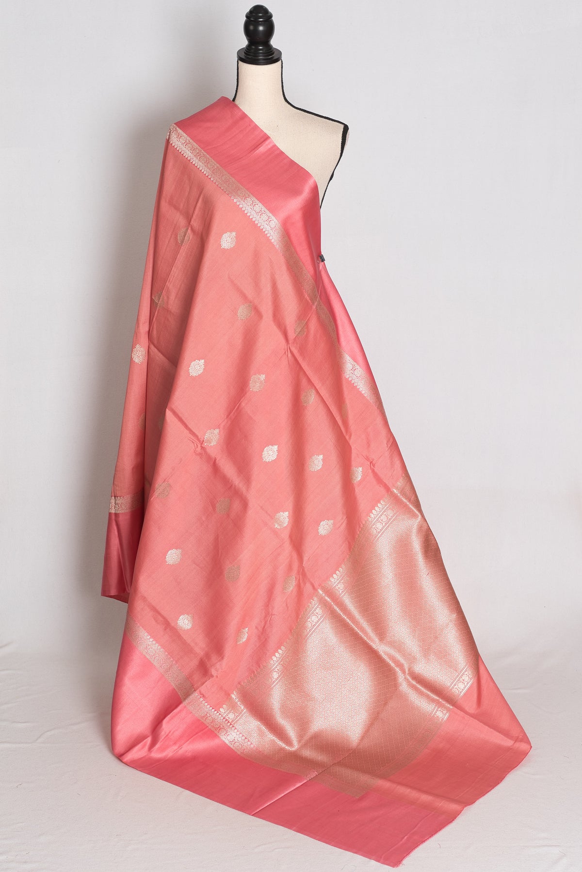 Anisha : Pastel Pink Tussar Silk Banarasi Saree with 36 Size Blouse image 3