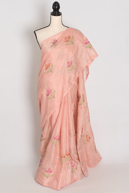 Mala | Peach Kota Silk Saree | Ultra-Lightweight, Breathable & Budget-Friendly image 0
