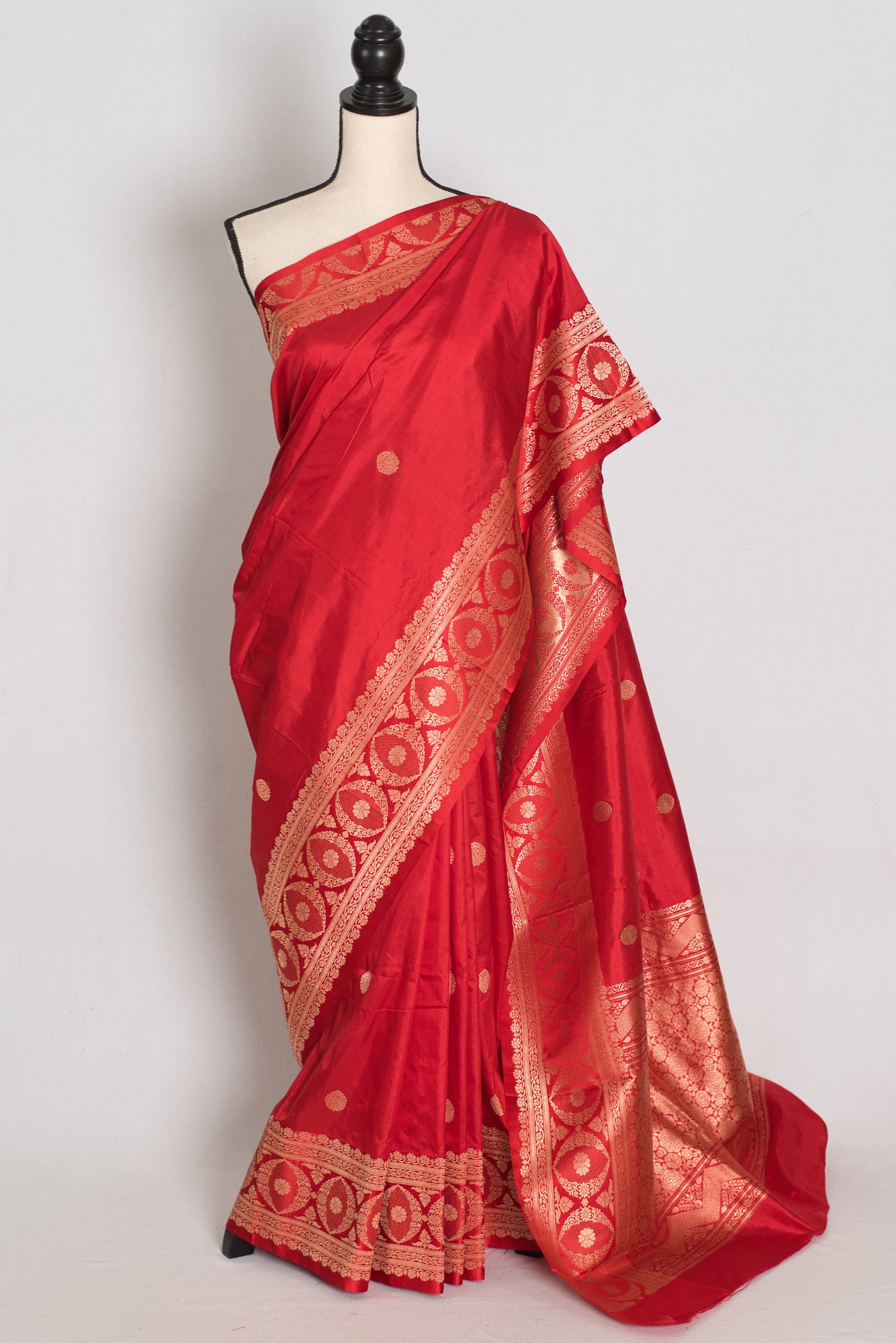 Radha : Red and Gold Handwoven Pure Silk Bridal Banarasi Saree | Silk Mark image 0