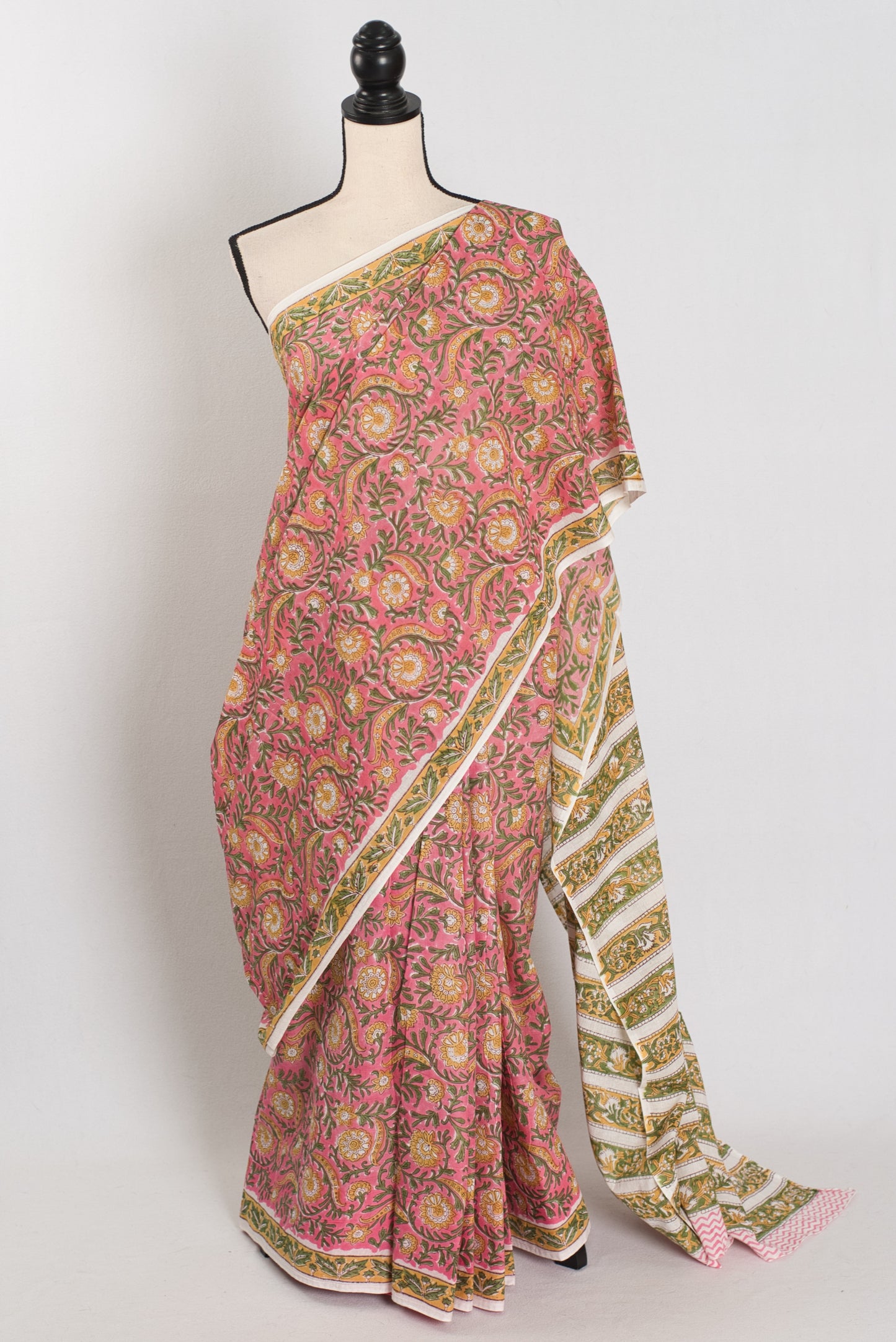 Jia: Pink Kalamkari Printed Mulmul Cotton Saree | Soft Lightweight Handloom image 0