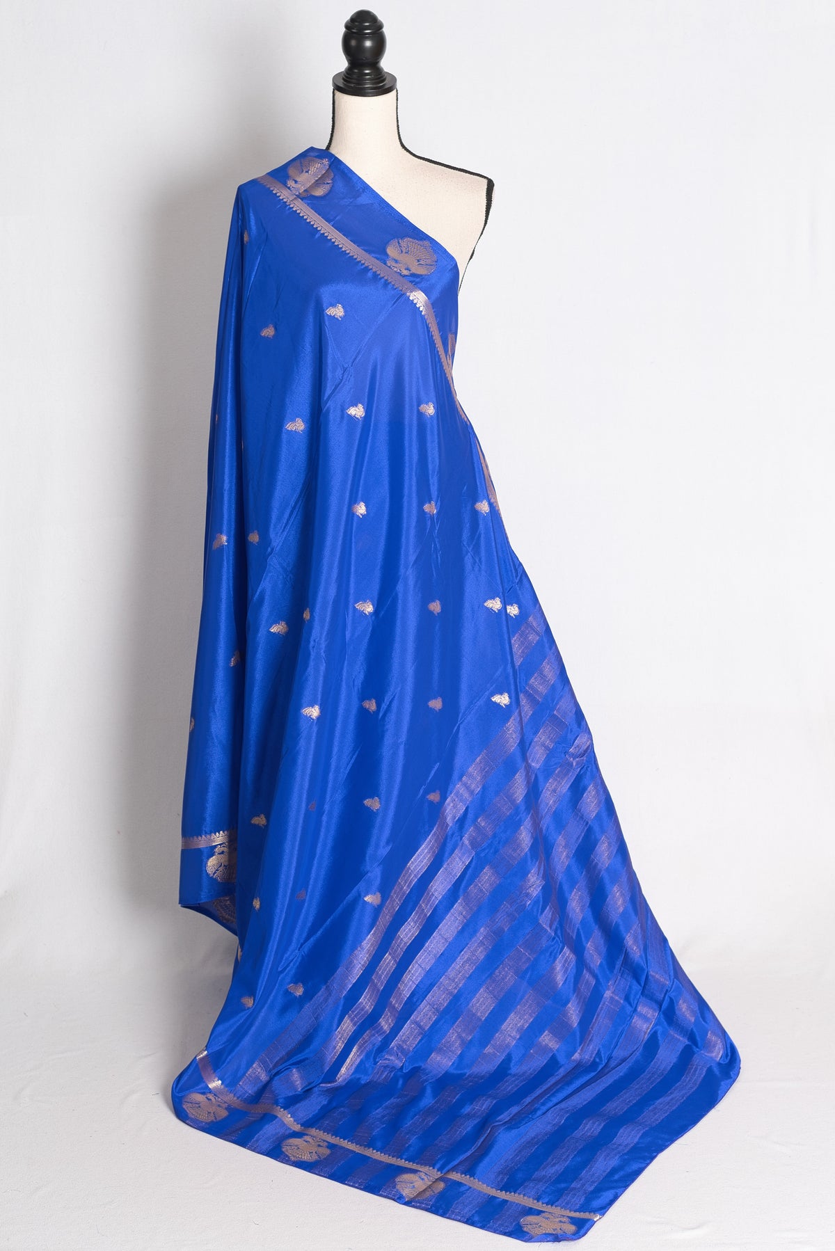 Diya: Royal Blue and Gold Semi Silk Banarasi Saree image 1