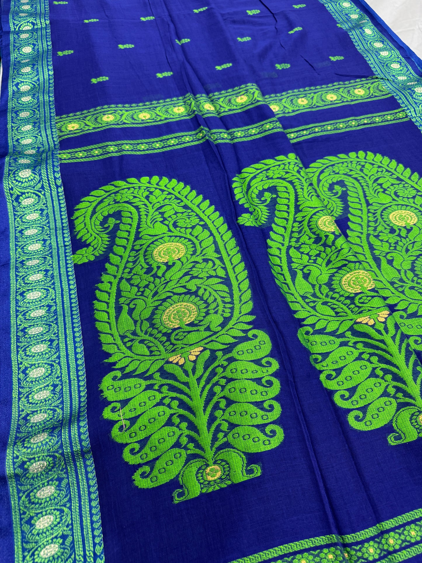 Gayetri : Blue and Green Cotton Baluchari Saree image 4