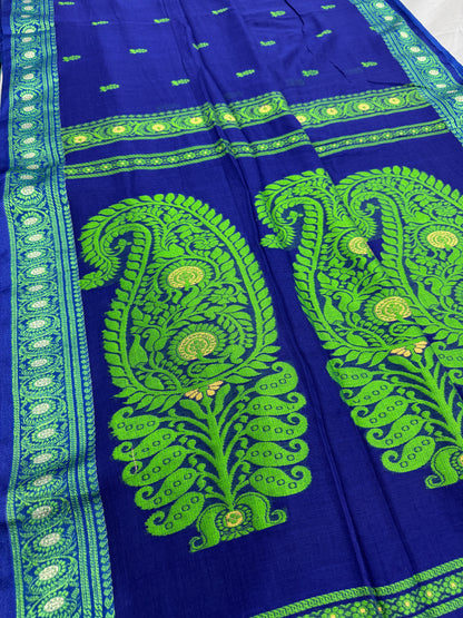 Gayetri : Blue and Green Cotton Baluchari Saree image 4