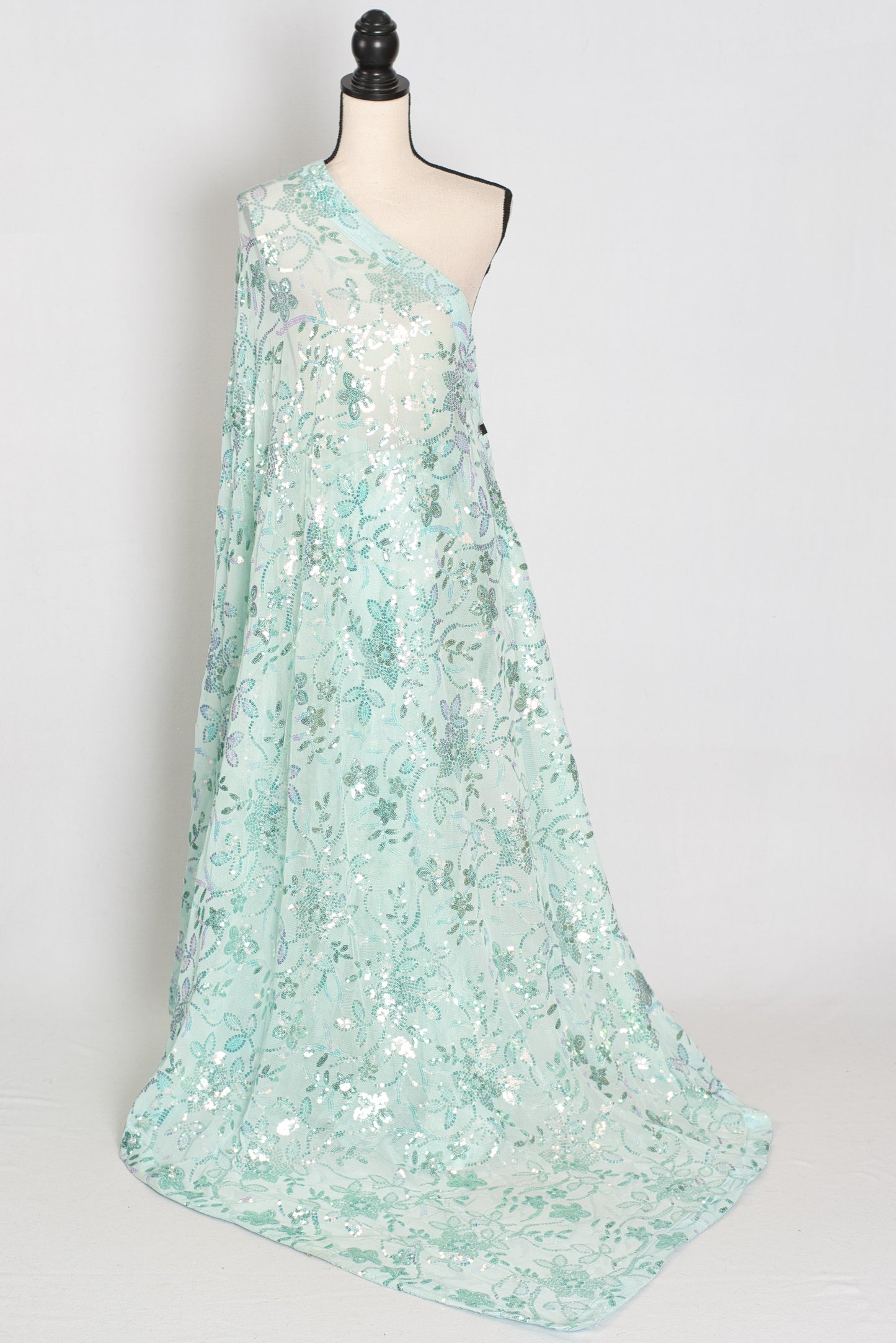 Ishq | Sea Green Soft Net Saree | Ready-To-Wear Set with Size 36 Stitched Blouse image 4