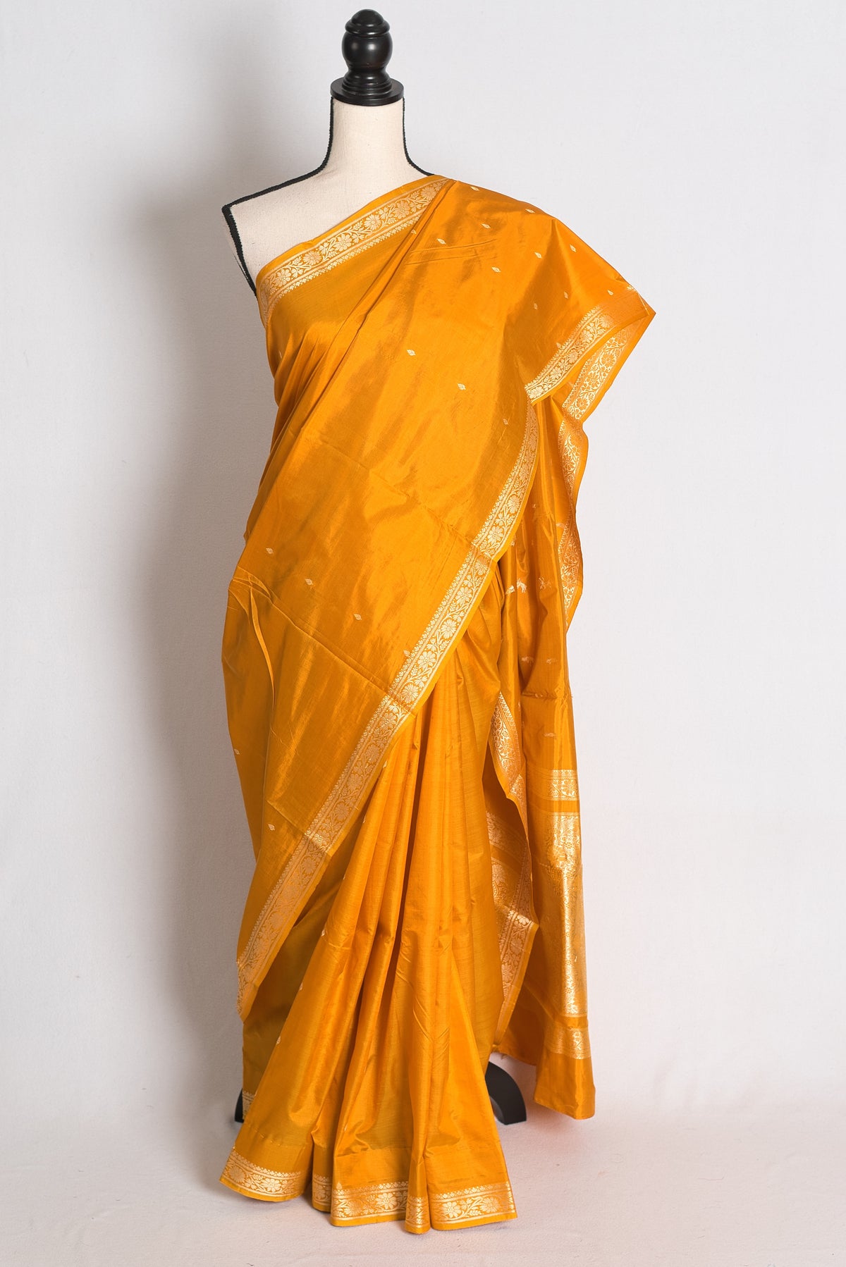 Hema: Yellow and Gold Lightweight Katan Silk Banarasi Saree image 0