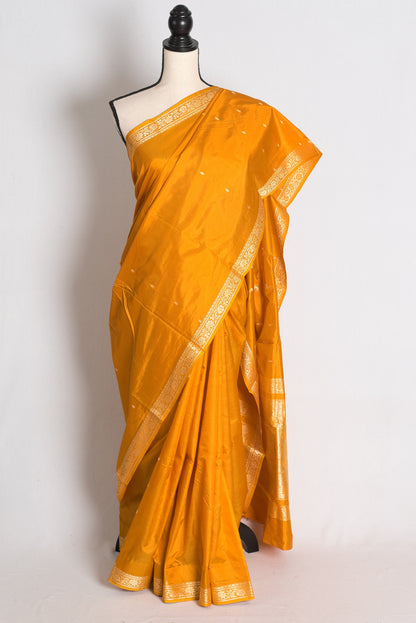 Hema: Yellow and Gold Lightweight Katan Silk Banarasi Saree image 0