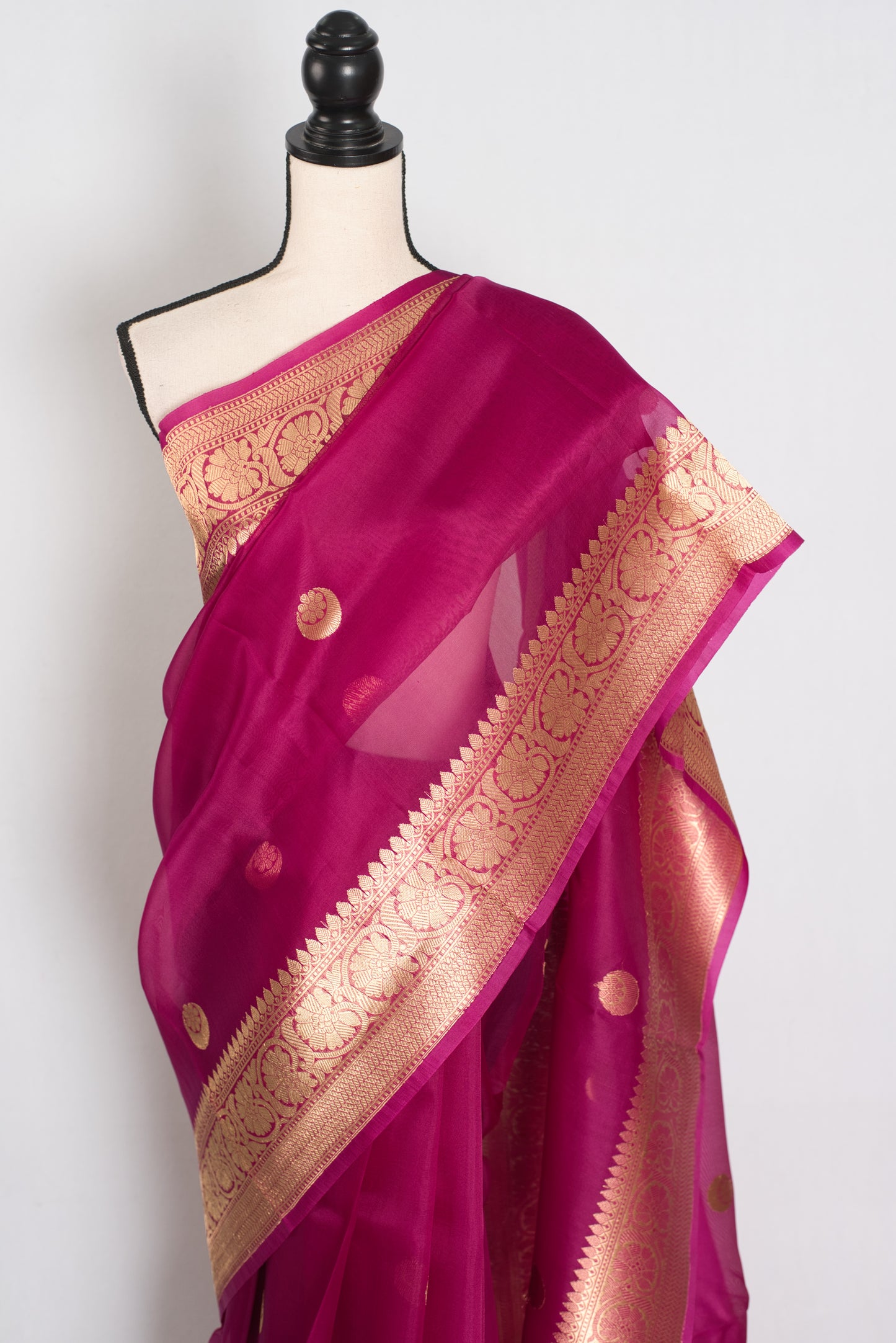 Gracy : Purple and Gold Chand Sitara Kora Organza Banarasi Saree image 5