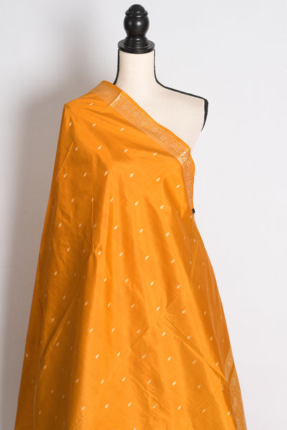 Hema: Yellow and Gold Lightweight Katan Silk Banarasi Saree image 4