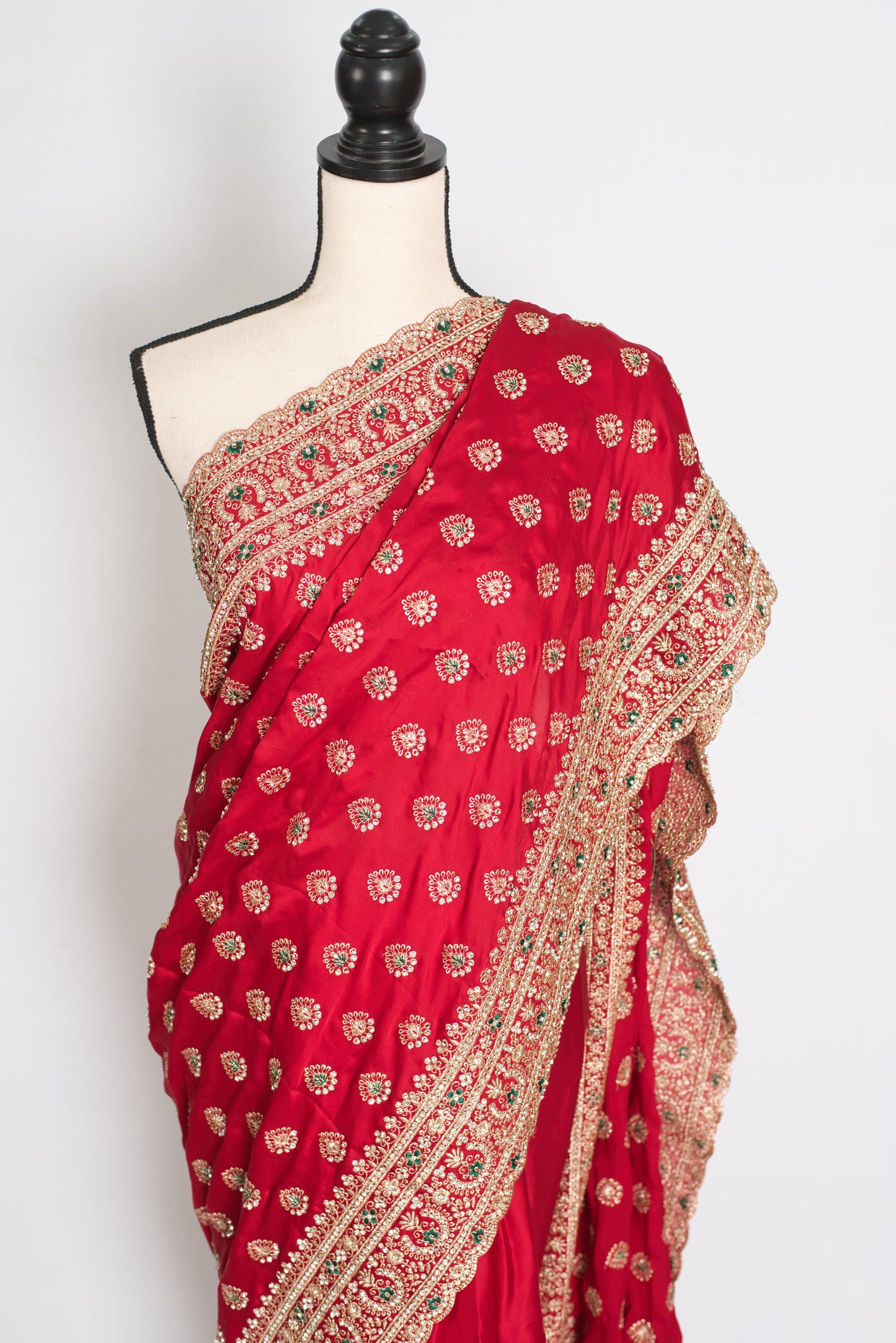 Reshma | Rosy Pink Designer Satin Saree | Royal Bridal & Festive Wear image 6