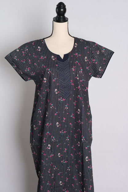 Printed Black Cotton Nightwear in Regular Size image 1