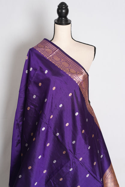 Diya: Purple and Antique Gold Katan Banarasi Silk Saree image 4