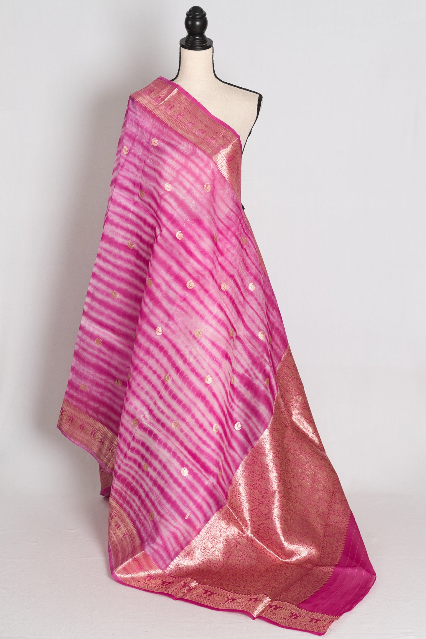Diya : Pink Shibori Kora Organza Banarasi Saree | Silk Mark Certified image 1
