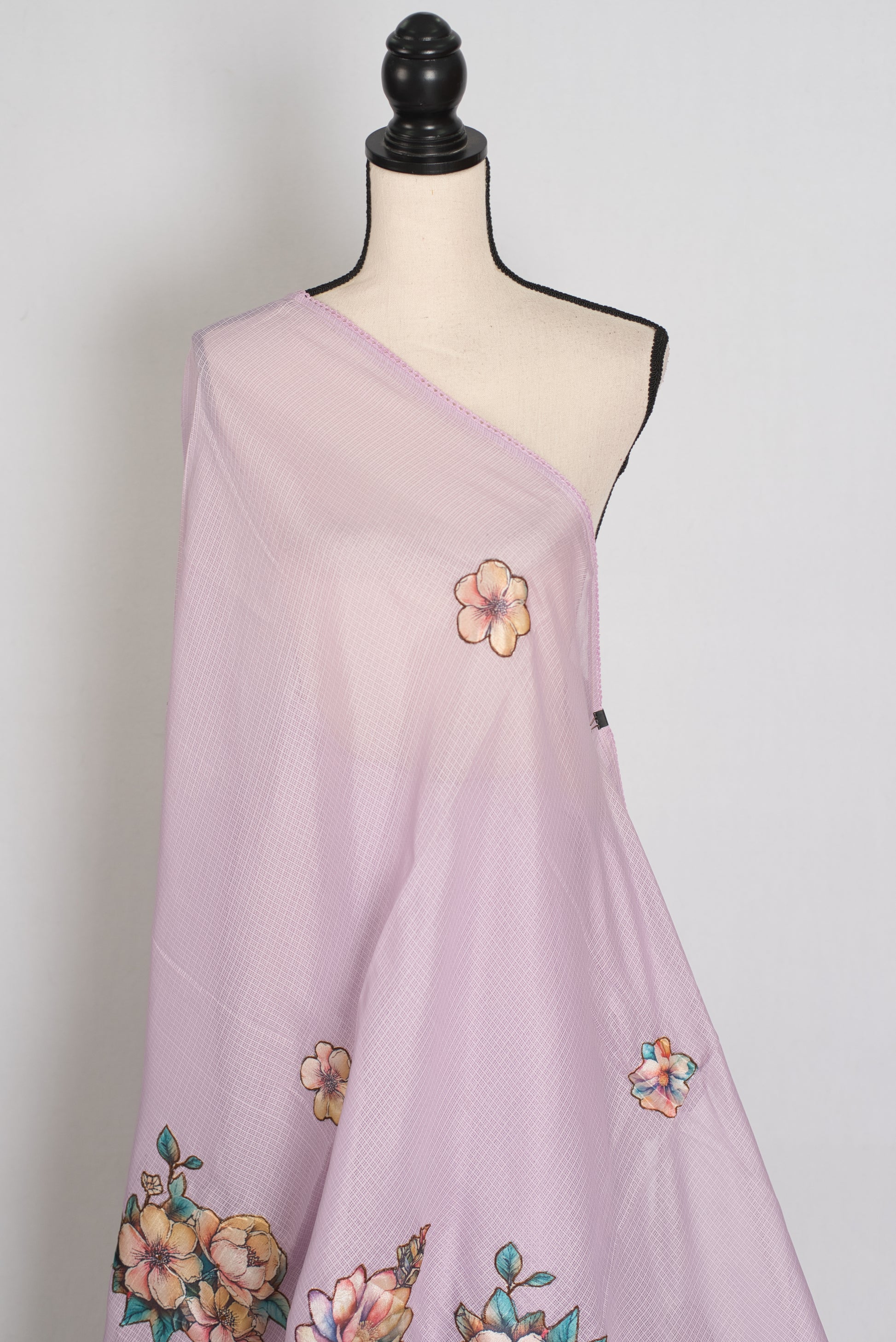 Mouli | Lavender Semi Silk Kota Saree with Designer Floral Applique Work image 3