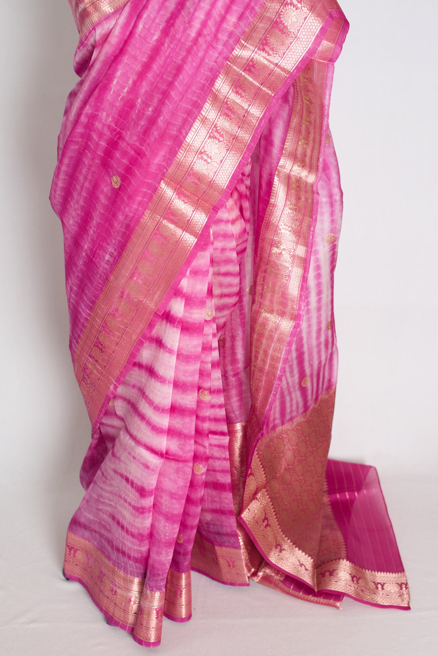 Diya : Pink Shibori Kora Organza Banarasi Saree | Silk Mark Certified image 5