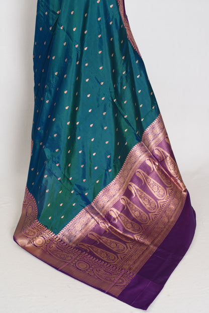 Mayuri | Peacock Green & Purple Pure Banarasi Silk Saree | Silk Mark Certified image 4