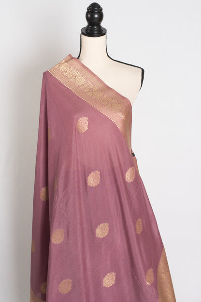 Naaz : Semi Crepe Silk Budget Friendly Banarasi Saree in Purple and Gold image 4