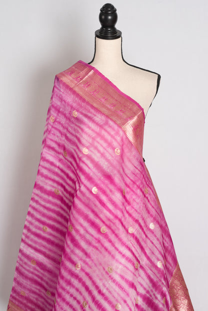 Diya : Pink Shibori Kora Organza Banarasi Saree | Silk Mark Certified image 4