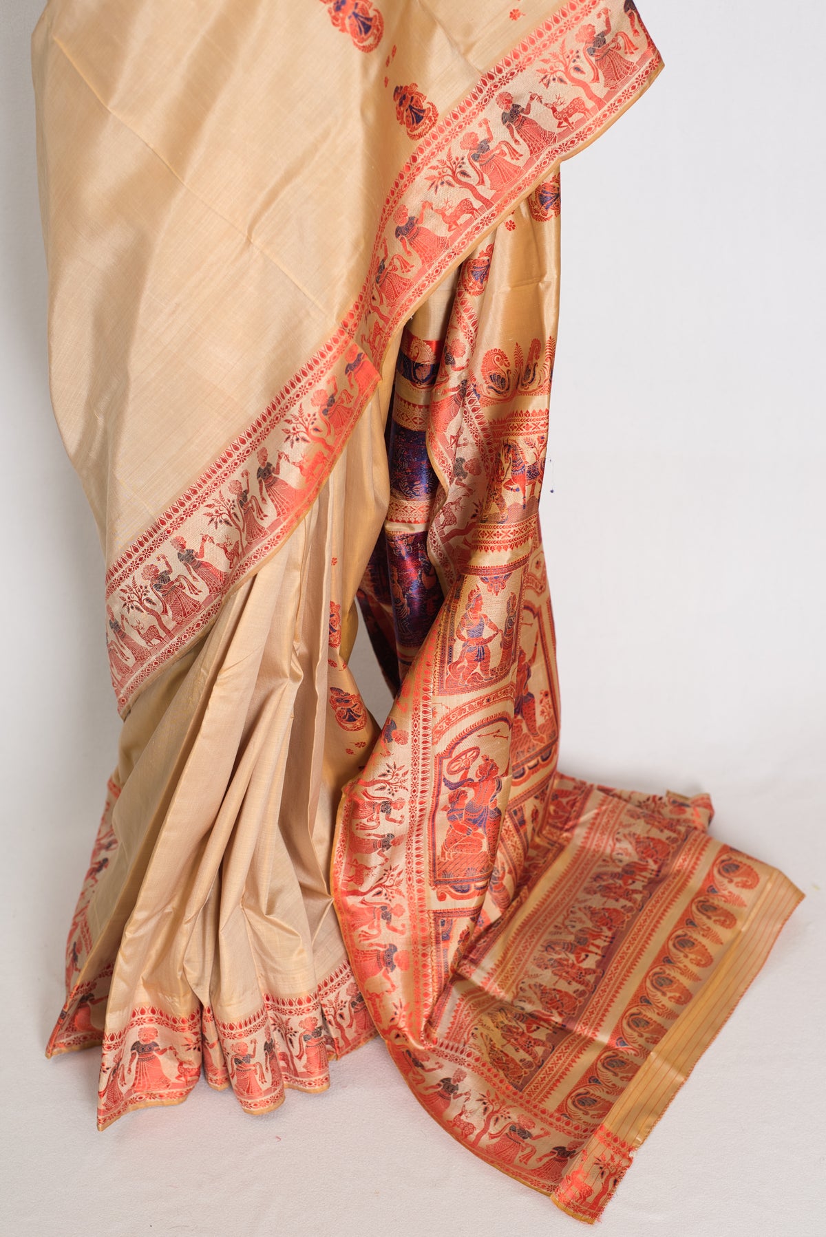 Beige Baluchari saree — view 8