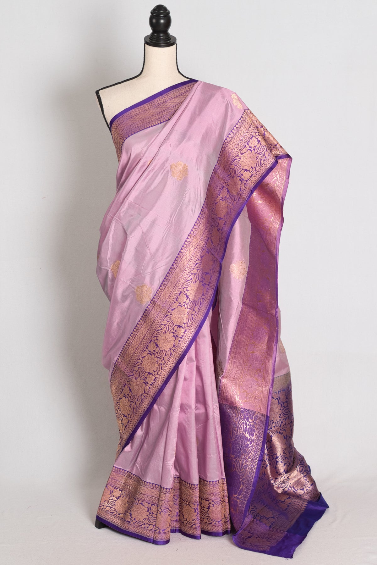 Shanti : Mauve Katan Banarasi Silk Saree with Gold Zari | Silk Mark Certified image 0