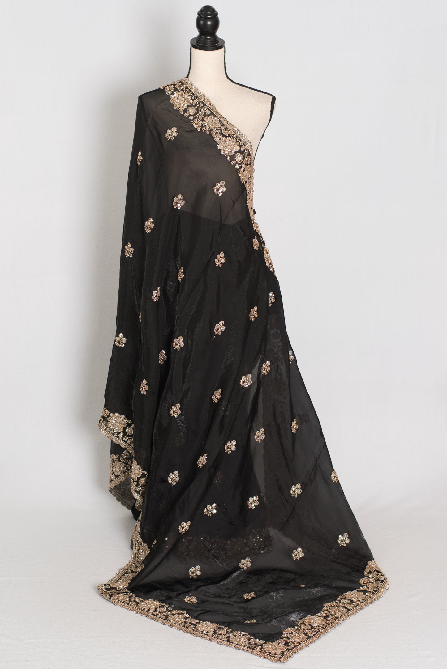 Aanya | Black Tissue Saree | Pre-Stitched Size 34 Blouse (Adjustable to 36/38) image 5
