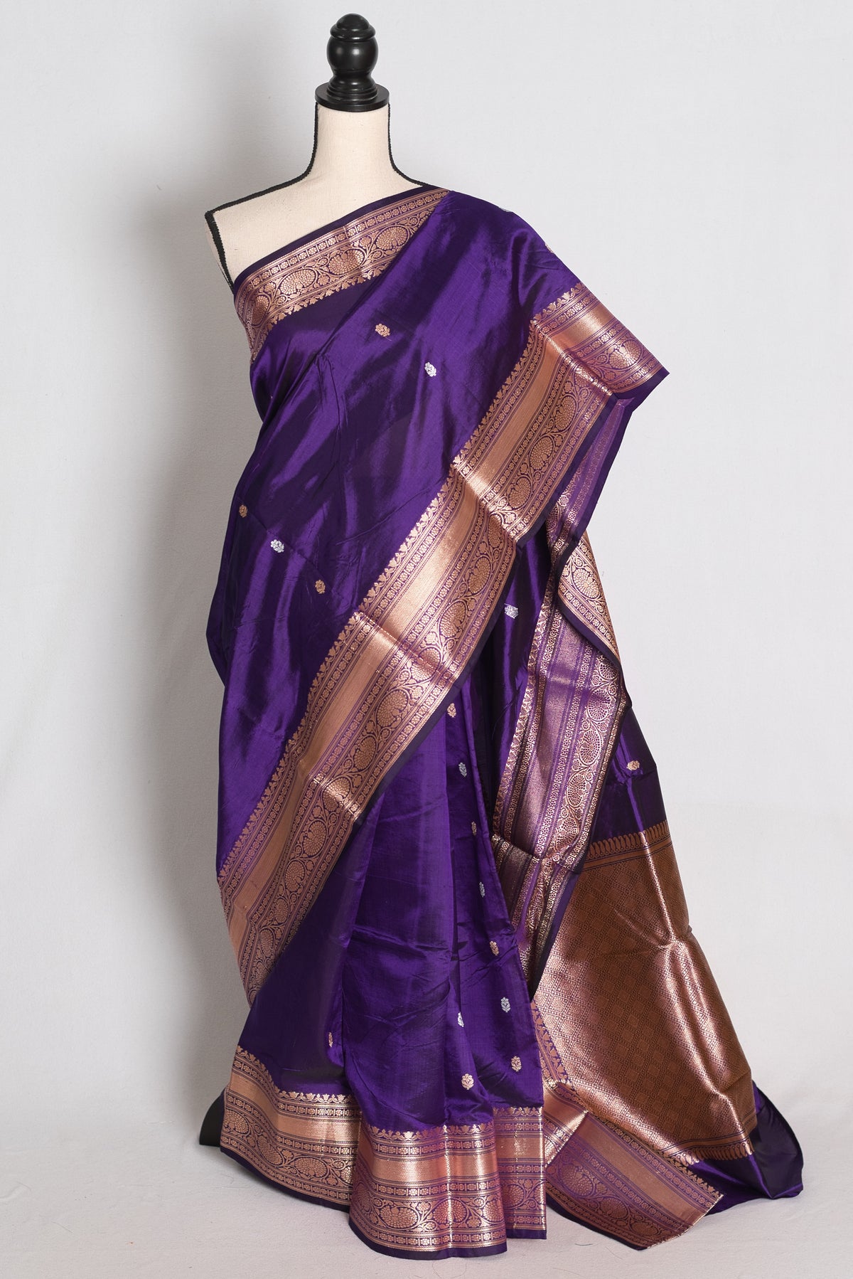 Diya: Purple and Antique Gold Katan Banarasi Silk Saree image 0