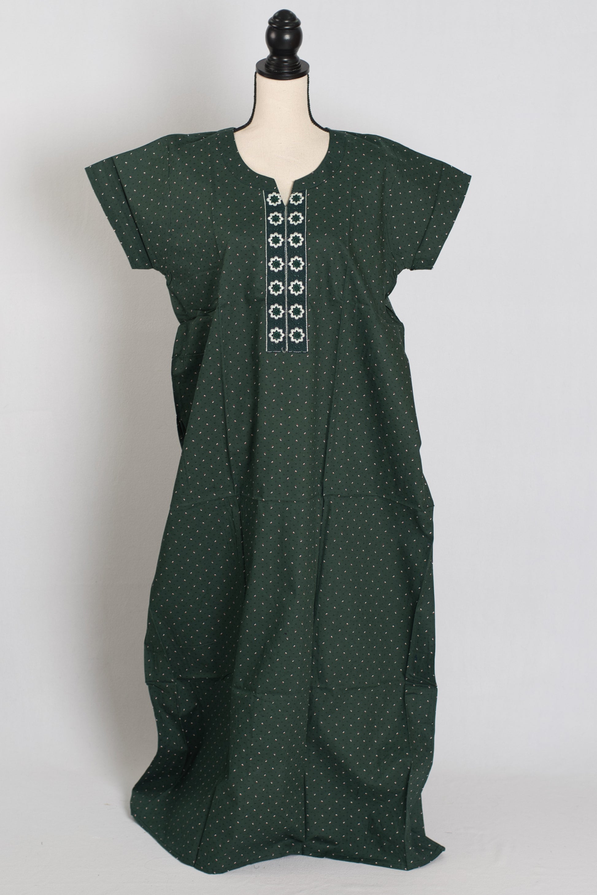 Printed Bottle Green Pure Cotton Nightwear in Regular Size image 1