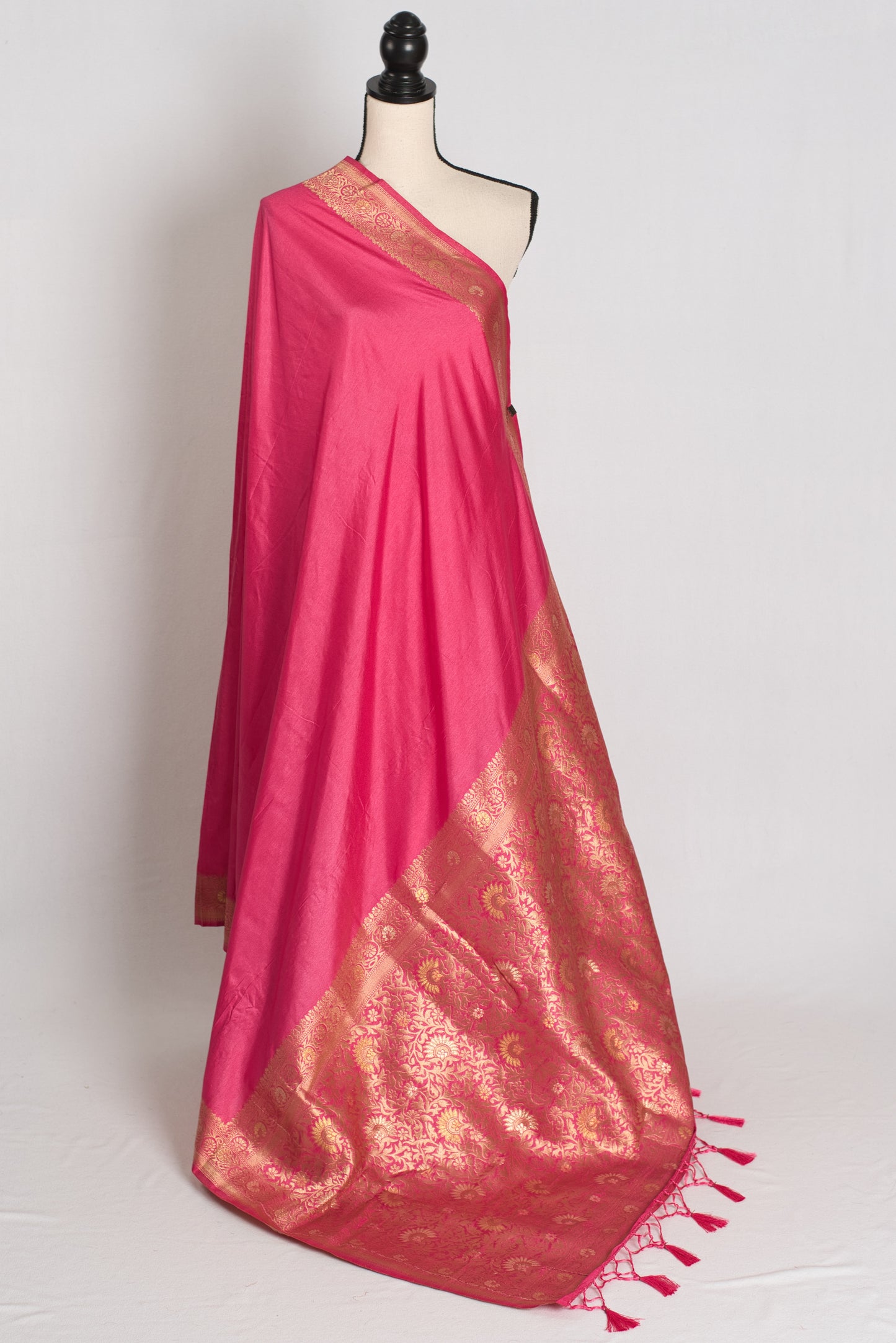 Ranjana : Budget Friendly Blended Valkalam Banarasi Saree in Pink and Gold image 1