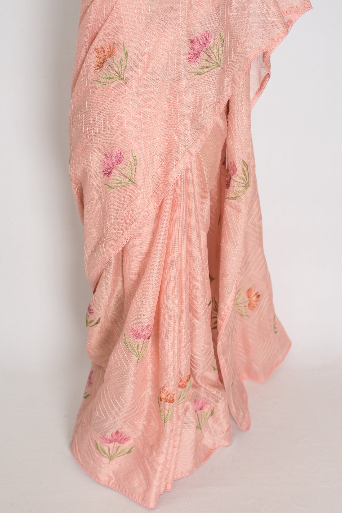 Mala | Peach Kota Silk Saree | Ultra-Lightweight, Breathable & Budget-Friendly image 5