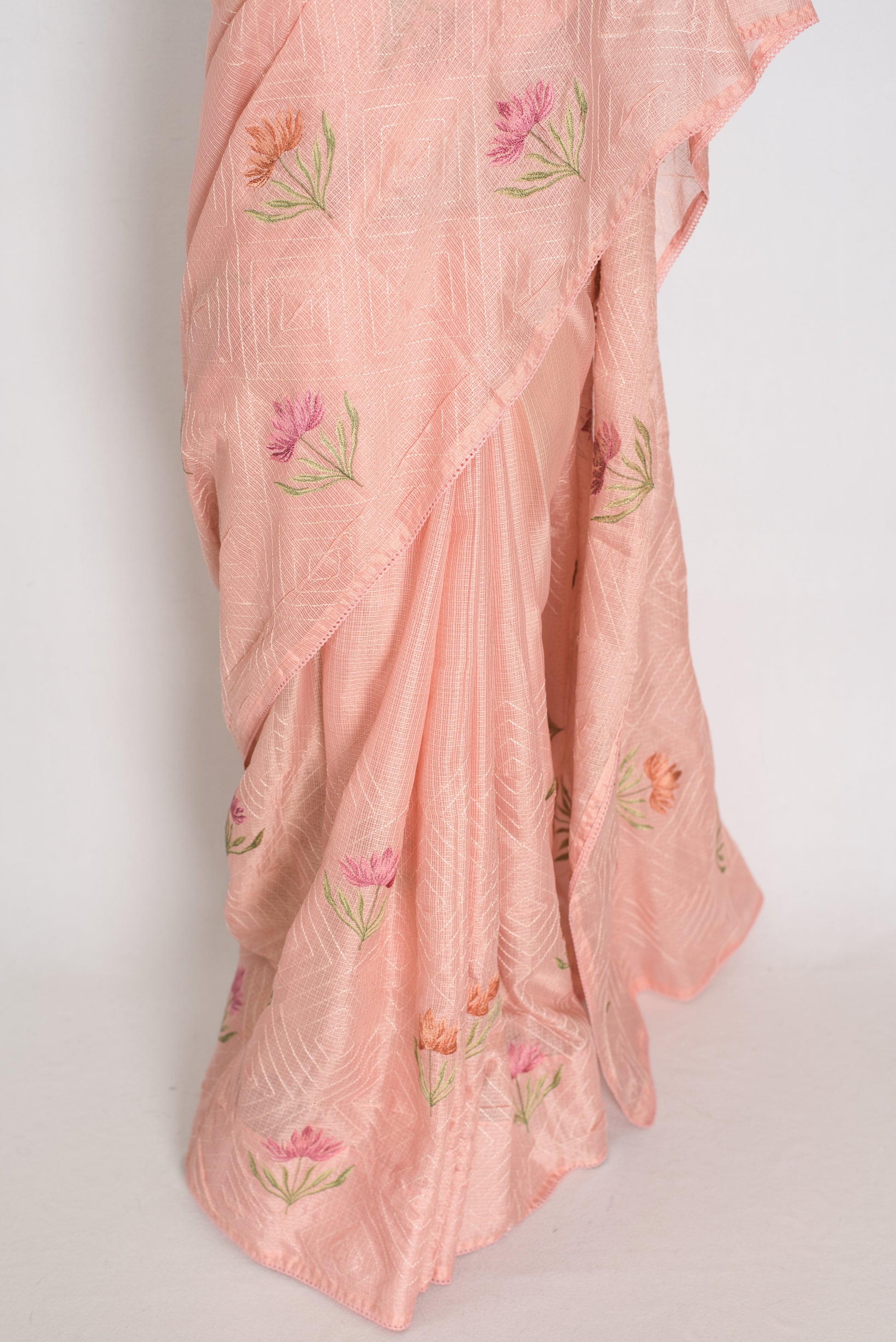 Mala | Peach Kota Silk Saree | Ultra-Lightweight, Breathable & Budget-Friendly image 5