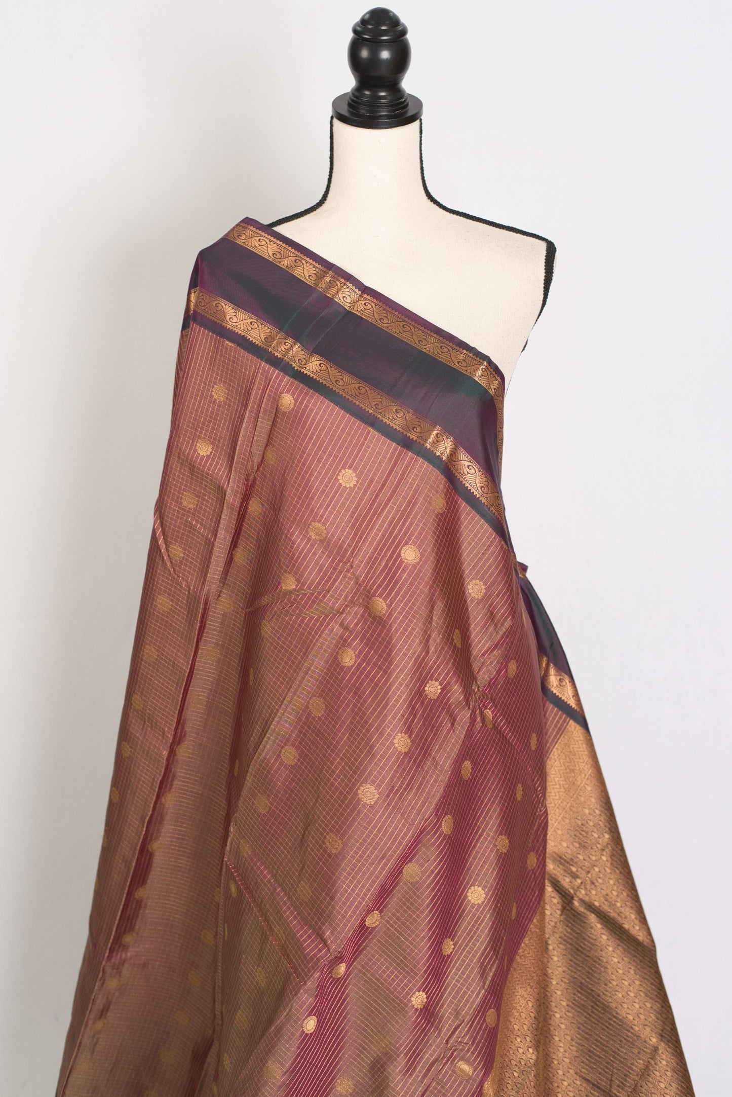 Thailaja : Kattam Pattu English Brown Kanjivaram Silk Saree image 4