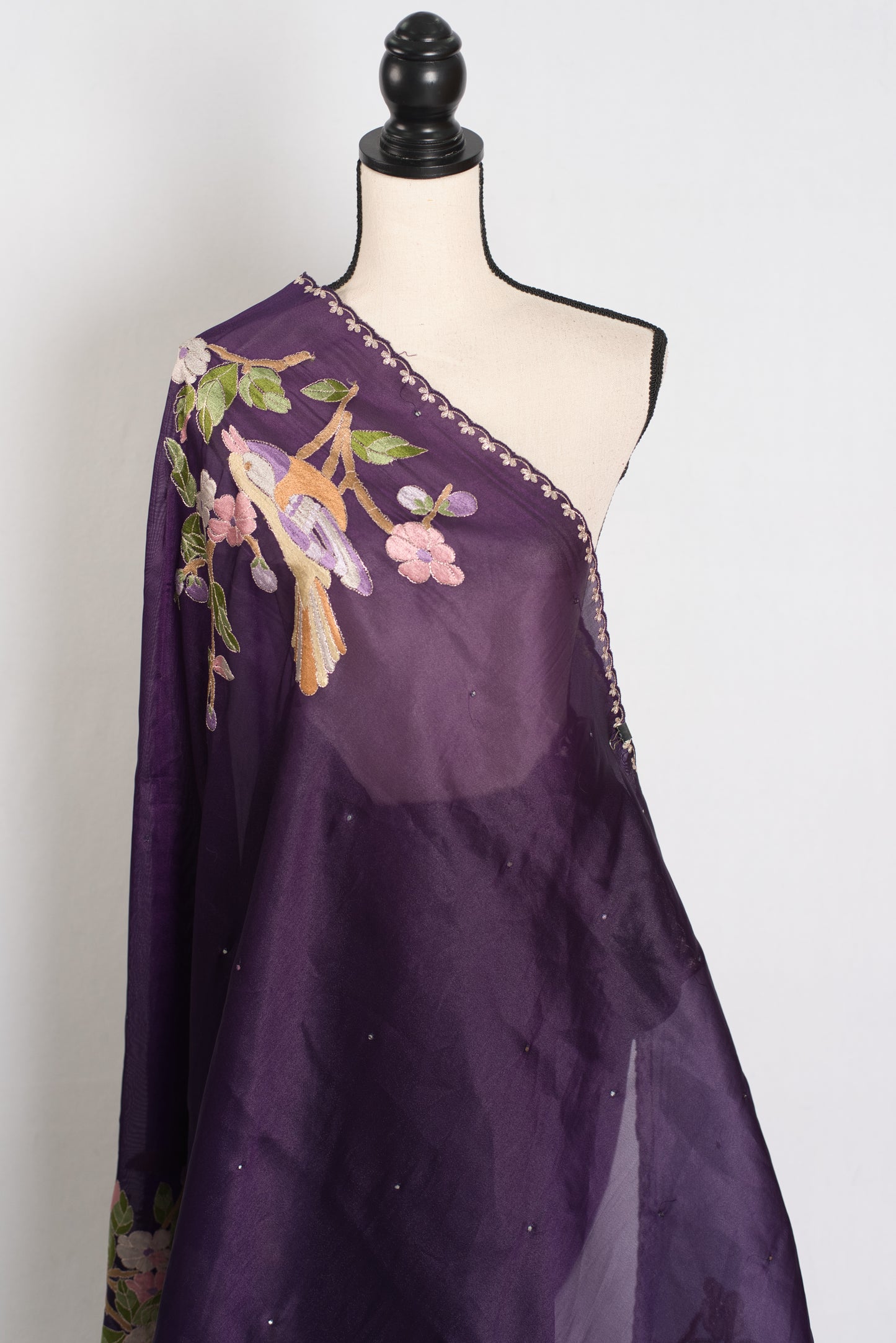 Subha : Embroidery Designer Organza Saree in Purple image 5