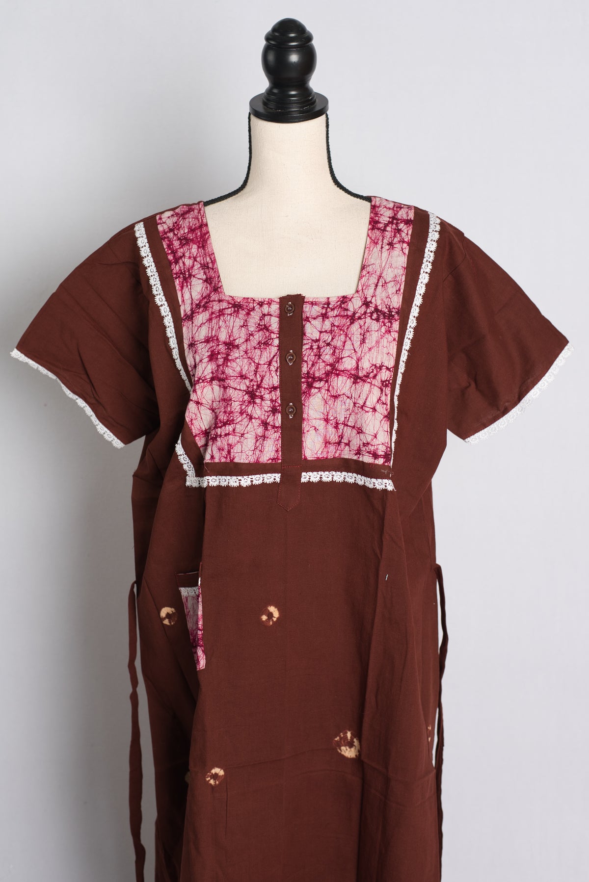 Brown Batik Pure Cotton Indian Women Nighty in Size 4 XL image 0