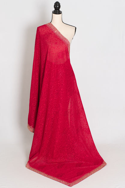 Reeva | Rosy Pink Georgette Kashmiri Embroidery Saree| Cocktail Partywear image 1