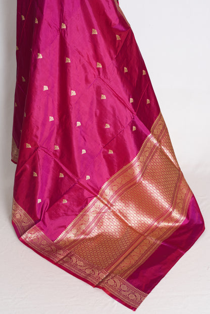 Piya: Purple and Gold Lightweight Katan Pure Silk Banarasi Saree image 5